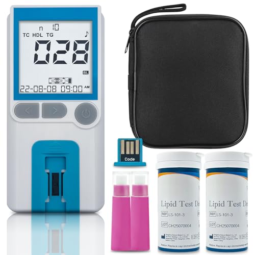 5- in-1 Lipid Test Kit, Cholesterol Test Kits, Cholesterol Tester Meter Kit at Home, (All-in-One 10ea x Profile 5-in-1 Lipid Test Strips Included)