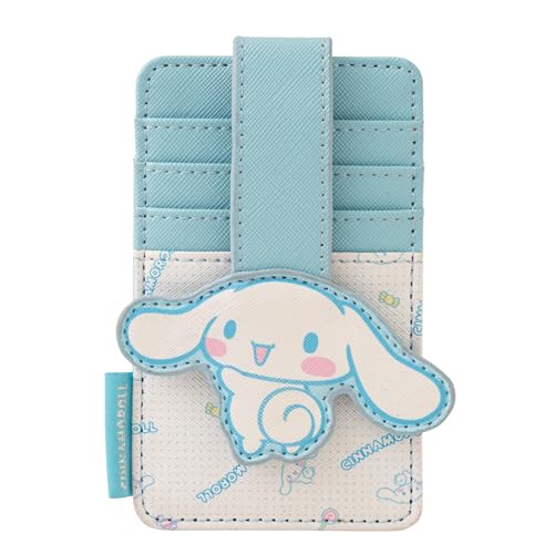 FLYBOT Slim Kitty Friends RFID Blocking Credit Cards Holder Wallet Japanese Cute Characters with Window ID Slot (Cinnamoroll's Sky Blue)