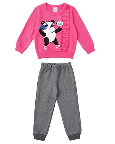 Malwee Kids Tradicional Conjunto Blusão e Calça, Meninas, Rosa, 1