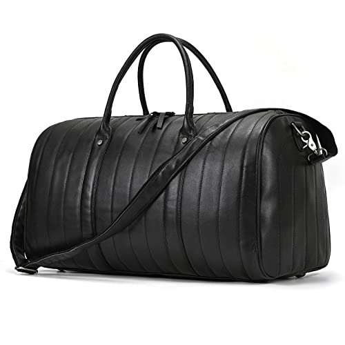 Reisetaschen Herren echt Leder Weekender Tasche Großen Kapazität Reisetasche Unisex Vintage Handgepäck Bag, 9426 Schwarz Cover
