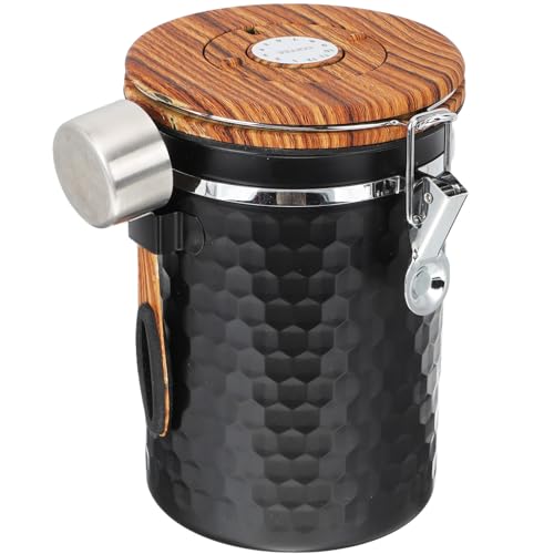 Recipiente hermético de acero inoxidable para café, negro