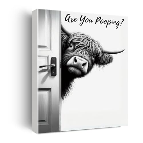 Xiolcxdr Highland Cow Bathroom Decor Sign Funny Bathroom Wall Art With Are You Pooping Cow Sign 12x15 Inch Farmhouse Decor For Western & Highland Cow Lovers