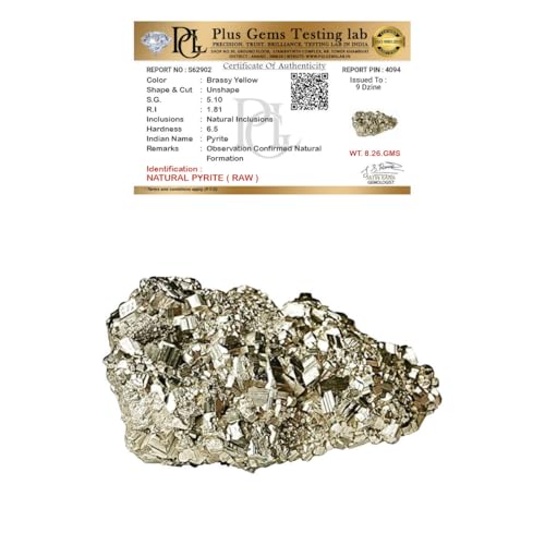 Image of Certified Natural Pyrite Stone Cluster 5-10g with Authenticity Certificate Original Raw Pyrite Crystal Cluster for Home Decor, Vastu & Feng Shui Decoration