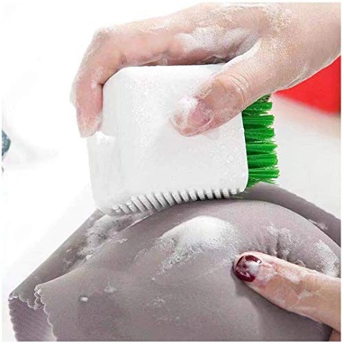 Image of Silicone Laundry Brush Potted Washing Brush Multi-Functional Cleaning Brush, Clothes Underwear Shoes Cleaning Tool, Plastic Soft Cleaning Tool, Household Cloth Washing Brush,Green (Pack of 1)