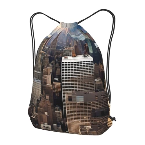 New York Fashion City Drawstring Backpack String Cinch Bag Polyester Sackpack For Fitness Training Workout3