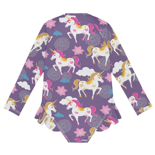 Image of Girls One Piece Swimsuits Long Sleeve Swimsuit Zipper Bathing Suits Swimwear