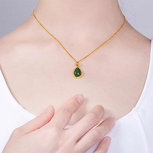 Collier en argent 925 et véritable jade vert façon goutte d'eau - 3