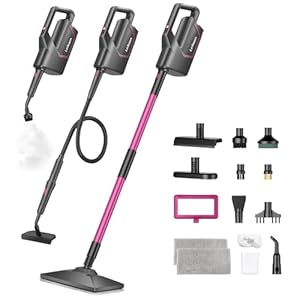 12-in-1 Steam Mop, Steam Cleaner Detachable, Extendable Hose, 23FT Power Cord, 440ml Removable Tank, 260°F Floor Steamer, 3-Level Control, Multi-Purpose for Hardwood, Tile, Grout, Windows, Kitchen