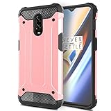 AnoKe Compatible with OnePlus 6T Case,Hybrid Rugged Dual Layer Armor Grip with Rugged Defender Shock Absorption Bumper Design Protective Phone Cover for OnePlus 6T JGTJ Rose Gold