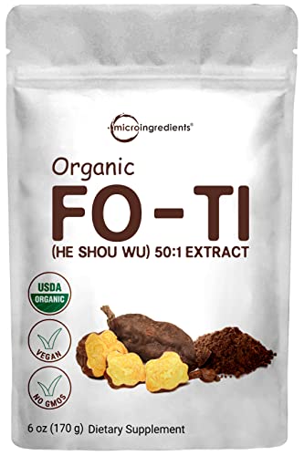 Organic He Shou Wu, Pure Fo Ti Extract Powder, 6 Ounce, Prepared Foti Steaming with Black Bean, Traditional Anti Aging Herb, Promotes Hair Health and Antioxidant, Filler Free and No GMOs - GAPS Protocol Help