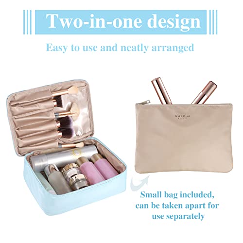 2Pcs Travel Makeup Bag, Portable Cosmetic Bag Water-Resistant Toiletriy Bag Brush Bags Preppy Makeup Bag For Women #TOP3