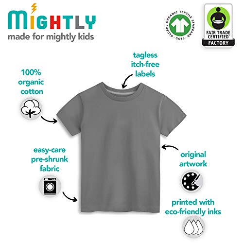 Mightly Girls' Crewneck Short Sleeve T Shirts | 100% Organic Cotton, Colorful Casual Clothes, Soft & Basic Crewneck Tee3