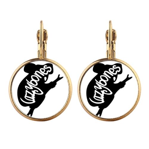 Boucles d'oreilles clips paresseux en or naturel et motif noir élégant