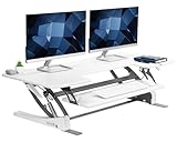 VIVO 48 inch Height Adjustable Large Stand Up Desk Converter, V Series, Quick Sit to Stand Tabletop Dual Monitor Riser Workstation, White, DESK-V048VW