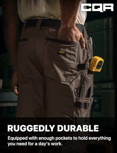 Image of CQR Men's Quick Dry Work Pants, Water Resistant Outdoor Tactical Pants, Lightweight Stretch Cargo Hiking Pants