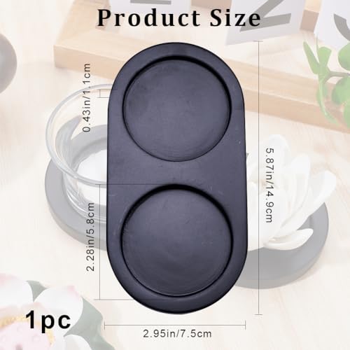 GORGECRAFT Black Wooden Salt and Pepper Mill Tray Acacia Wood Tray Peper Mill Holder Inner Dia 5.65 cm Mills Shakers Salt Pepper Grinder Rest for 2 Mills Kitchen Home Dining Table Storage Accessories - Image 2