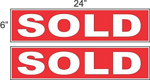 2-6x24 Sold Real Estate Rider Sign Red Reverse Out