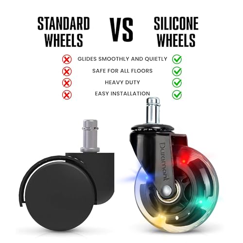 Image of Office Chair Wheels - Set of 5 Rollerblade-Style Caster Wheels, Smooth & Quiet Rolling, Protects Hardwood Floors & Carpets, Universal Fit, Durable and Long-Lasting - Multicolor