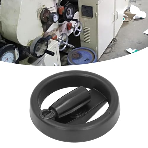 Volante de 125 mm Hidyliu de plástico negro con mango plegable para tornos 6