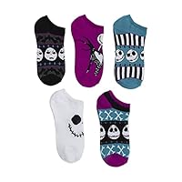 Disney Womens Nightmare Before Christmas 5 Pack No Show Casual Sock, Assorted Purple, 9-11 US