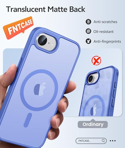 Image of FNTCASE for iPhone 17e Case: iPhone 16e Phone Case [Compatible with Magsafe] Translucent Matte Cases with [Screen Protector] Military Grade Shockproof Protective Phone Cover - Ultramarine