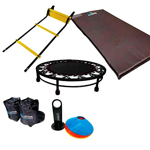 Kit Colchonete + Caneleira De 3kg + Jump + Escada De Agilidade + 20 Un Chapeu Chines