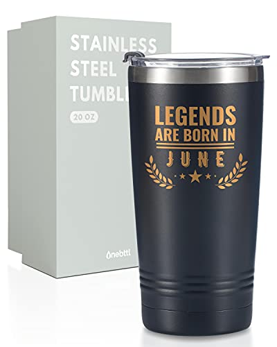 Onebttl Happy Birthday Tumbler For Men, Funny Birthday Gifts For Him, Boyfriend, Son, Husband, Dad, Son, Uncle–20 Oz Stainless Steel Coffee Cup With Lid, Legends Are Born In June #TOP22