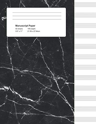 Manuscript Paper: Black Marble, Blank Sheet Music Notebook (Gifts for Music Lovers)