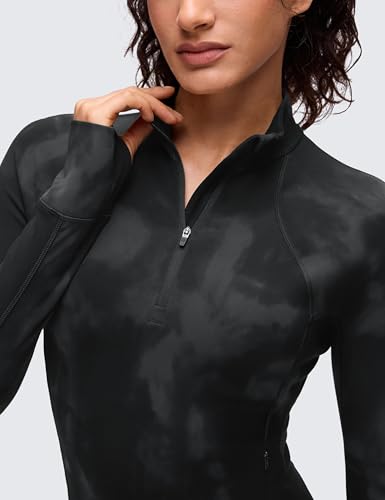 Image of CRZ YOGA Butterluxe Half Zip Long Sleeve Shirts for Women - Workout Athletic Yoga Tops Crop Collared Quarter Zipper T-Shirt