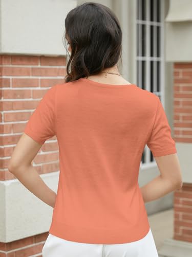 Image of DAIMIDY Women's Short Sleeve Sweater V Neck Summer Knit Tops | Business Casual Tops| Soft,Lightweight,Breathable and Comfortable| Perfect for Shopping,Date,Vacation,Daily Wear Etc.