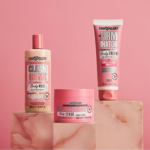 Soap & Glory The Firm-inator Body Cream - Skin Hydration Body Moisturizer with Acmella Oleracea Complex, Shea Butter Lotion & Sunflower Seed Oil - Rich Skin Firming and Tightening Lotion (8.4 Oz)