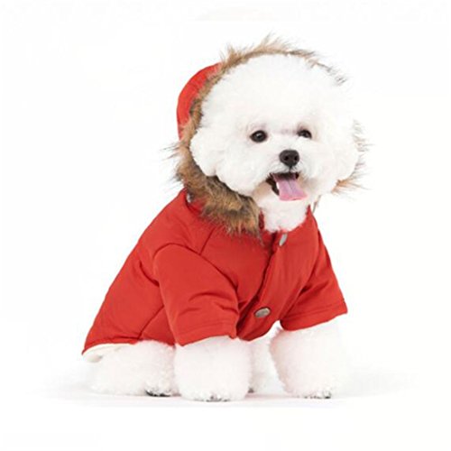 Petbobo Cat Dog Doggie Down Jacket Hoodie Coat Pet Clothes Warm Clothing For Small Dogs Winter Red S #TOP2