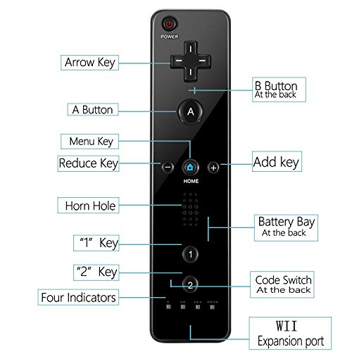 Nc Remote Controller And Nunchaku Controller Replacement For Wii Remote Controller And Nunchaku, Compatible With Nintendo Wii/Wii U Console, With Silicone Case And Wrist Strap(Black 1Set) #TOP1