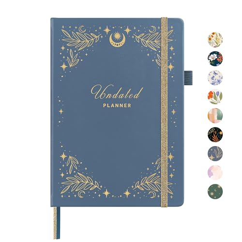 And Per Se Undated Weekly Planner 2026, A5 size Leather Hardcover Planner with Goals & Habit Tracker – ADHD Planner & Productivity Journal (Stardust Blue)