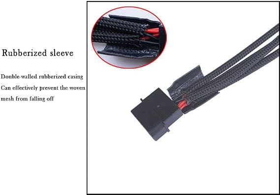 2pcs Molex Big 4pin to 3Pin / 4 Pin Adapter Cable 1 to 4 D-Type HUB Extension Cable Power Spliter for PC CPU Case Fan Connectors with Sleeve 27cm for Mainboard
