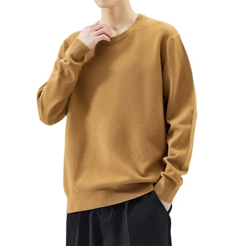 Men Crewneck Sweater Knitted Long Sleeve Warm Slim Fit Pullover Sweater