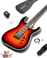 PREMIUM TONEWOODS FOR SUPERIOR SOUND: The Fesley solid body electric guitar showcases a striking AAA flame maple top, adding both visual allure and exceptional tonal clarity. Paired with a light poplar body, it produces a balanced, resonant sound tha...