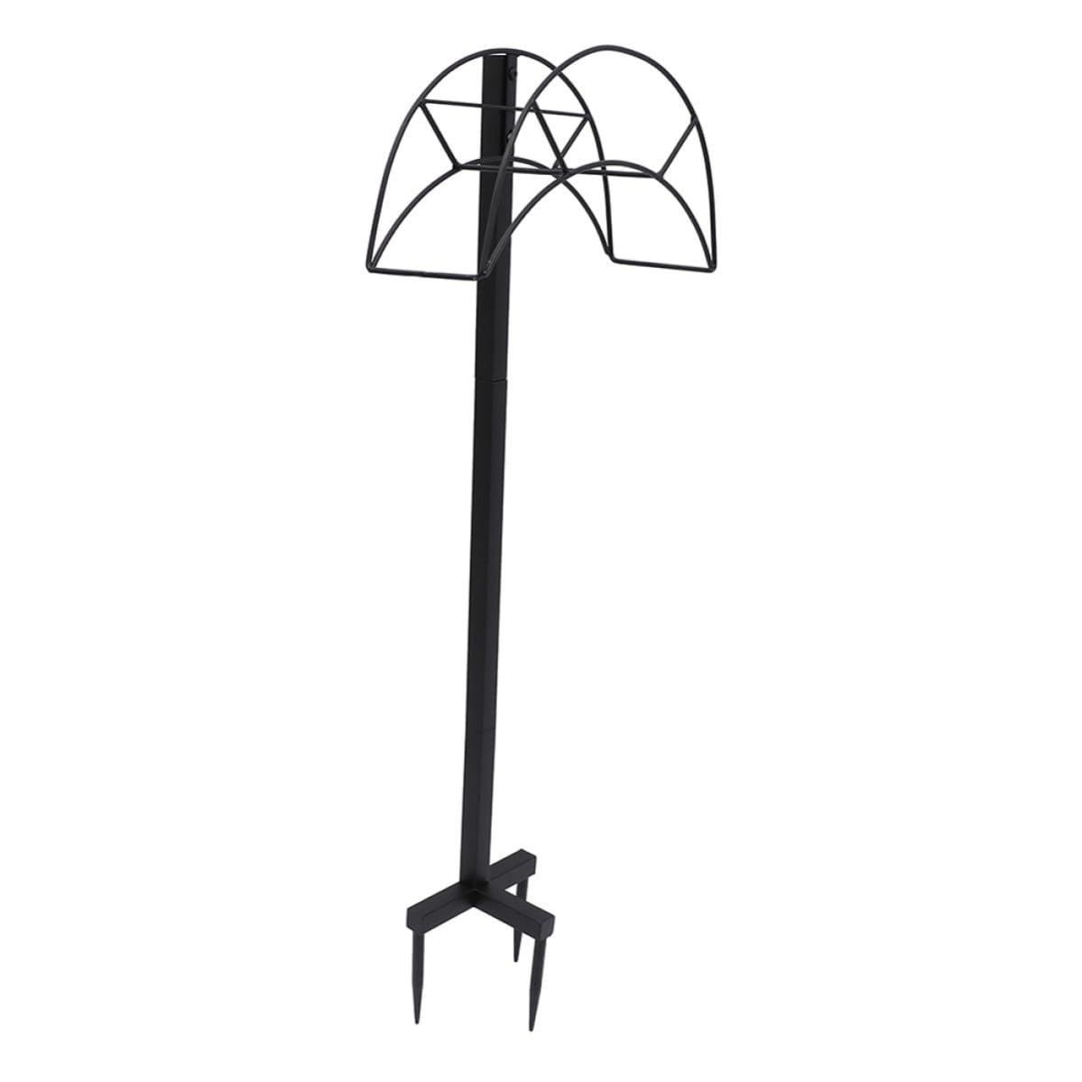 Zerodeko Freistehender Schlauchhalter Gartenschlauchhalter aus Eisen Schwarz Stabilem Stand Werkzeugfrei Montierbar für Gartenarbeiten und Außenbereich