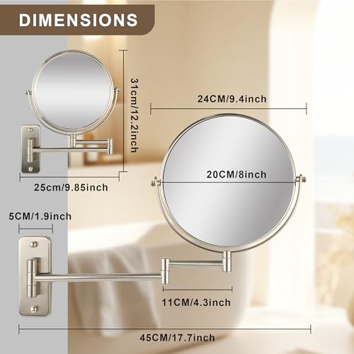 Espejo de Maquillaje de Pared 8'' Doble Cara miniatura 3