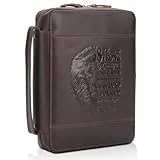 Polare Full Grain Leather Bible Cover Church Bag 10.5x7.75x2.25 inch Carrying Book Case Bible Protective with Handle and YKK Zipper Christian, Religious Gifts for Men Women