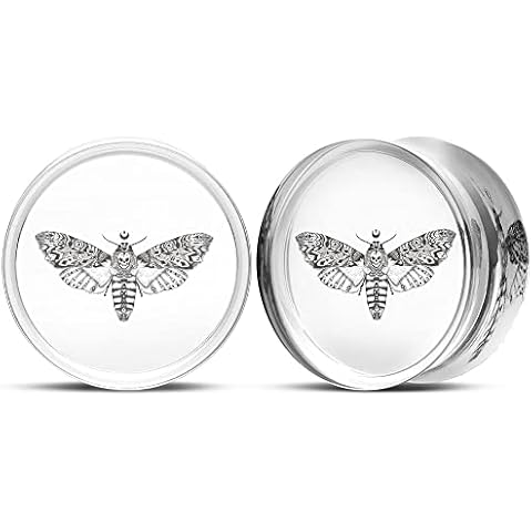 POBAISITER 2 PCS Ear Gauges Resin Acrylic Transparent Stretching Tunnels Expanders Body Piercing Jewelry, 14mm, Acrylic, sandstone Cover