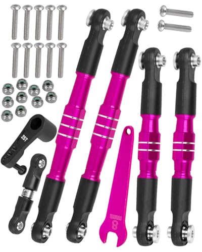 RCMYou RC Aluminum Turnbuckles Camber Links Upgrades Part for 1/8 Typhon 6s BLX 1/7 Felony 6s BLX Infraction Limitless,7075 Alloy Turnbuckles Camber Links w/25T Servo Arm,Pink