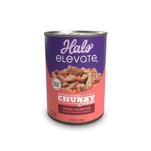 Halo-Elevate-Wet-Dog-Food-Kettle-Cooked-Chunky-Healthy-Grains-Chicken-Salmon-Stew-with-Carrots-White-Potatoes-and-Brown-Rice-127oz-Pack-of-6 - Cucciolini Doodles   Halo-Elevate-Wet-Dog-Food-Kettle-Cooked-Chunky-Healthy-Grains-Chicken-Salmon-Stew-with-Carrots-White-Potatoes-and-Brown-Rice-127oz-Pack-of-6