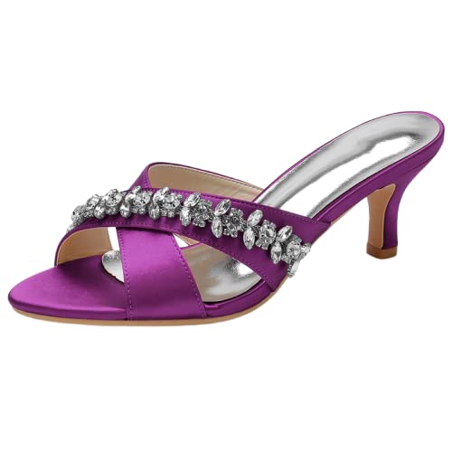 Chaussures de mariage femme violettes avec sangle croisée et strass 38.5