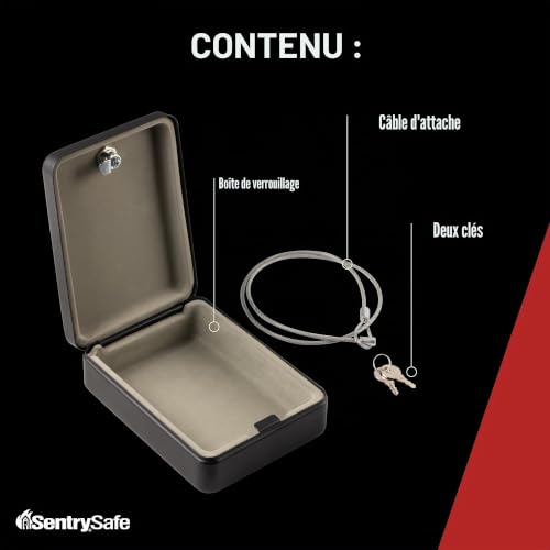 SentrySafe P005K Mini coffre-fort avec serrure à clé pour le bureau ou le dortoir, pour sécuriser l'argent, les passeports ou autres petits objets de valeur, extérieur 6,6 x 15,9 x 20,3 cm – vue 3