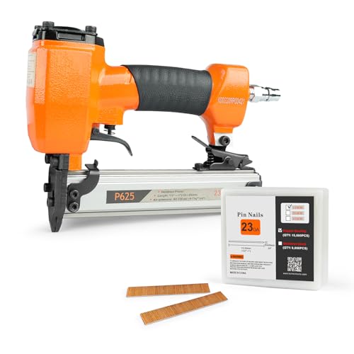 P625 23 Gauge Pneumatic Micro Pin Nailer 3/8-Inch to 1-Inch Length Air Power Headless Pinner Kit with 10,000 Pins Brad Nailer Pin Nail Gun Gun Finish Nailer Gun