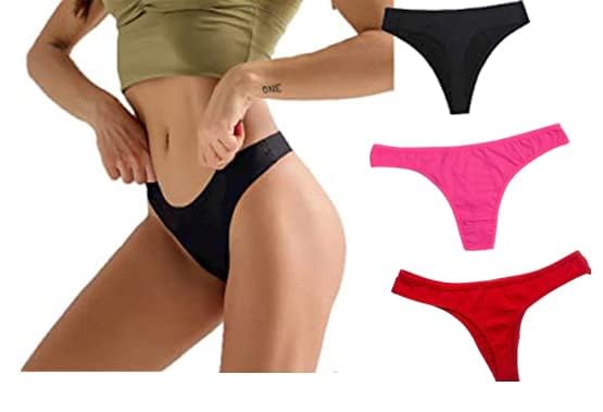 Women's Classic Bikini Bottom Thong Panty | Women Seamless Panty | Low Rise Sexy, Pack of -3 (in, Alpha, S, 3, Black Pink Red)-picture-16