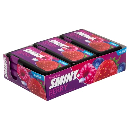 Smint Flat Dispenser Berry Mix, Caramelos Comprimidos Sin Azúcar, 12 uds
