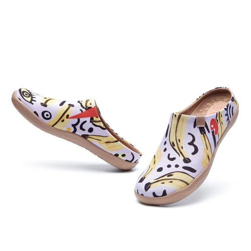 Image of UIN Slipper Woman Travel Art Painted Shoes Wide Toe Casual Home Slip On Mules Malaga