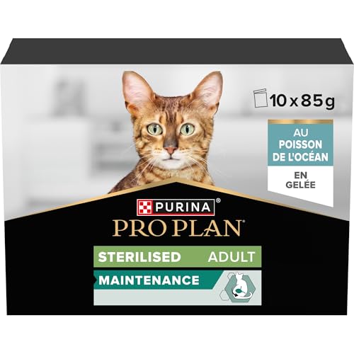 PRO PLAN Nutrisavour Stérilisé - Au Poisson de l'océan en gelée - 10 x 85g - Sachets repas pour...